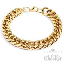 Goldenes Männer-Armband 12mm breites Panzerarmband aus massivem Edelstahl Geschenk