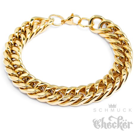 Goldenes Männer-Armband 12mm breites Panzerarmband aus massivem Edelstahl Geschenk