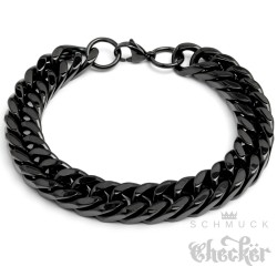 Schwarzes Panzerarmband Männer Armband aus massivem Edelstahl 12mm breit Geschenk