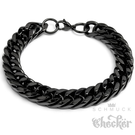 Schwarzes Panzerarmband Männer Armband aus massivem Edelstahl 12mm breit Geschenk
