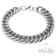 Breites Panzerarmband aus massivem Edelstahl silber poliert Männer-Schmuck Geschenk
