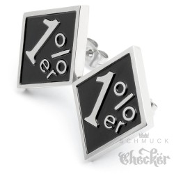 Große XL 1%er Ohrstecker silber schwarz aus Edelstahl Onepercenter Outlaw MC Schmuck