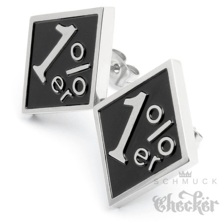 Große XL 1%er Ohrstecker silber schwarz aus Edelstahl Onepercenter Outlaw MC Schmuck