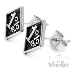 1%er Ohrstecker aus Edelstahl silber schwarz Onepercenter Outlaw MC Rocker Ohrringe