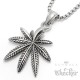 Detaillierter Hanfblatt-Anhänger aus Edelstahl silber poliert Cannabis Halskette
