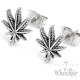Kleine Hanfblatt Ohrstecker aus 316L Edelstahl silber Cannabis Marihuana Ohrringe