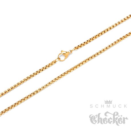 Edelstahl Halskette feine Ankerkette hochwertig gold Erbsenkette Herren Damen Kette