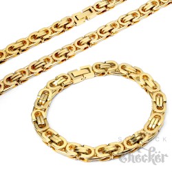 Goldketten Schmuckset vergoldete Königskette und passendes Armband Männerschmuck