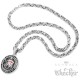 Kreuzritter-Amulett mit Bibelvers 6:13-17 rotes Kreuz Edelstahl poliert Halskette
