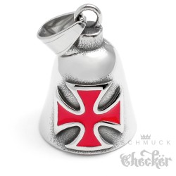 Bikerbell mit Templer Kreuz Tatzenkreuz rot & schwarz Motorradfahrer Glücksbringer