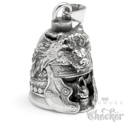 Wolf Centurio Totenkopf Bikerbell aus Edelstahl Motorrad Glücksbringer Geschenk