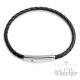 Echt Leder Herren Armband 4mmØ schwarz geflochten Edelstahl Schließe