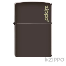 Schlichtes Sturmfeuerzeug Dunkelbraun mit goldenem Zippo Logo Original made in USA