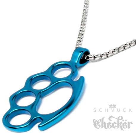 Goldener Schlagring Anhänger aus massivem Edelstahl Goldkette Damen Herren Geschenk