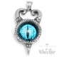 Evil Eye mit Hörnern blaues böses Auge Schutzamulett Edelstahl Anhänger Halskette