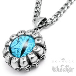 Evil Eye mit 12 nummerierten Totenköpfen blaues böses Auge Schutzamulett Halskette