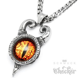 Evil Eye mit Hörnern böses feuer Auge Schutzamulett Edelstahl Anhänger Halskette