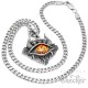 Monster Evil Eye mit Hörnern Totenköpfen rotes Feuer-Auge Edelstahl Schutzamulett