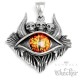 Monster Evil Eye mit Hörnern Totenköpfen rotes Feuer-Auge Edelstahl Schutzamulett
