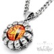 Evil Eye mit 12 Totenköpfen feurig rotes böses Auge Edelstahl Schutzamulett Kette
