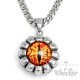 Evil Eye mit 12 Totenköpfen feurig rotes böses Auge Edelstahl Schutzamulett Kette