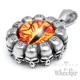 Evil Eye mit 12 Totenköpfen feurig rotes böses Auge Edelstahl Schutzamulett Kette