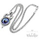 Evil Eye mit Hörnern böses Auge Lila Iris Schutzamulett Edelstahl Anhänger Kette