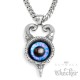 Evil Eye mit Hörnern böses Auge Lila Iris Schutzamulett Edelstahl Anhänger Kette
