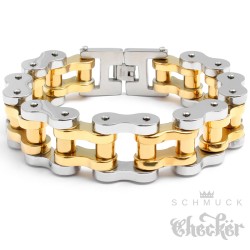 XXL Biker Armband schwere Motorradkette aus Edelstahl silber-gold Rockerschmuck