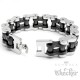 XXL Biker Armband schwere Motorradkette aus Edelstahl silber-schwarz Rockerschmuck