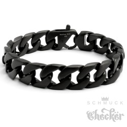 Herren Panzerarmband Schwarz matt aus hochwertigem Edelstahl Edler Männerschmuck