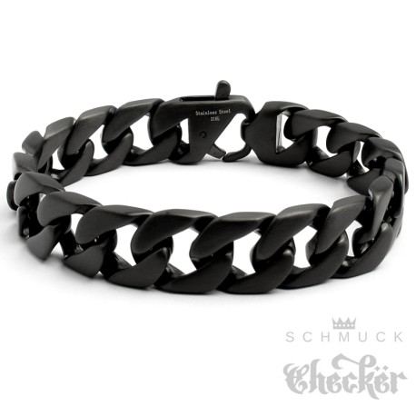 Herren Panzerarmband Schwarz matt aus hochwertigem Edelstahl Edler Männerschmuck