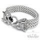 XXL Bikerschmuck Armband mit Wolfsköpfen und Ringverschluss massiver Edelstahl