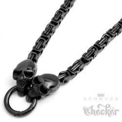 Schwarze Totenkopf Königskette mit Ringverschluss aus Edelstahl Black Rockerschmuck