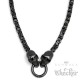 Schwarze Totenkopf Königskette mit Ringverschluss aus Edelstahl Black Rockerschmuck