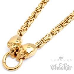 Goldene Totenkopf Königskette mit Ringverschluss aus Edelstahl Goldkette für Biker
