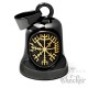 Schwarze Bikerbell mit goldenem Vegvisir Runenkompass Edelstahl Glücksglöckchen