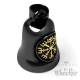 Schwarze Bikerbell mit goldenem Vegvisir Runenkompass Edelstahl Glücksglöckchen