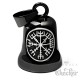 silbernem Vegvisir auf schwarzer Bikerbell mit Runenkompass Motorrad Glücksbringer