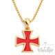 Goldenes Templer-Kreuz Rotes Ritterkreuz vergoldeter Edelstahl Kette mit Anhänger