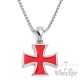 Rotes Templer-Kreuz aus hochwertigem Edelstahl Ritterkreuz Halskette mit Anhänger