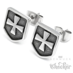 Eisernes Kreuz Herren Ohrstecker Edelstahl Ohrringe Schild Ritterkreuz silber Biker