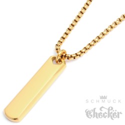 Ketten-Anhänger mit eigenem Namen, Datum oder Spruch Edelstahl vergoldet Geschenk