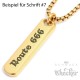 Ketten-Anhänger mit eigenem Namen, Datum oder Spruch Edelstahl vergoldet Geschenk