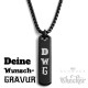Schwarze Halskette mit Wunsch-Gravur Barren Balken mit eigenem Text Geschenkidee