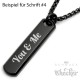 Schwarze Halskette mit Wunsch-Gravur Barren Balken mit eigenem Text Geschenkidee