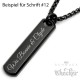 Schwarze Halskette mit Wunsch-Gravur Barren Balken mit eigenem Text Geschenkidee