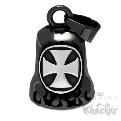 Eisernes Kreuz silberfarben auf schwarzder Edelstahl Bikerbell MOtorrad Geschenk