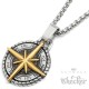 Windrose Ketten-Anhänger Edelstahl silber gold Kompass Wegweiser Männer-Halskette