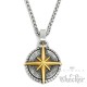 Windrose Ketten-Anhänger Edelstahl silber gold Kompass Wegweiser Männer-Halskette